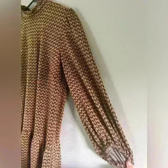 52seven Hacci Drop Waist Mock Neck Dress Sz M Brown multicolor - Picture 5 of 14